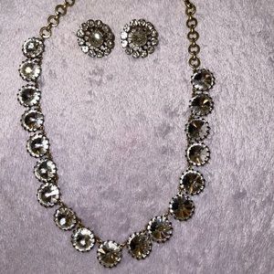 J. Crew Gold and Silver Crystal Necklace